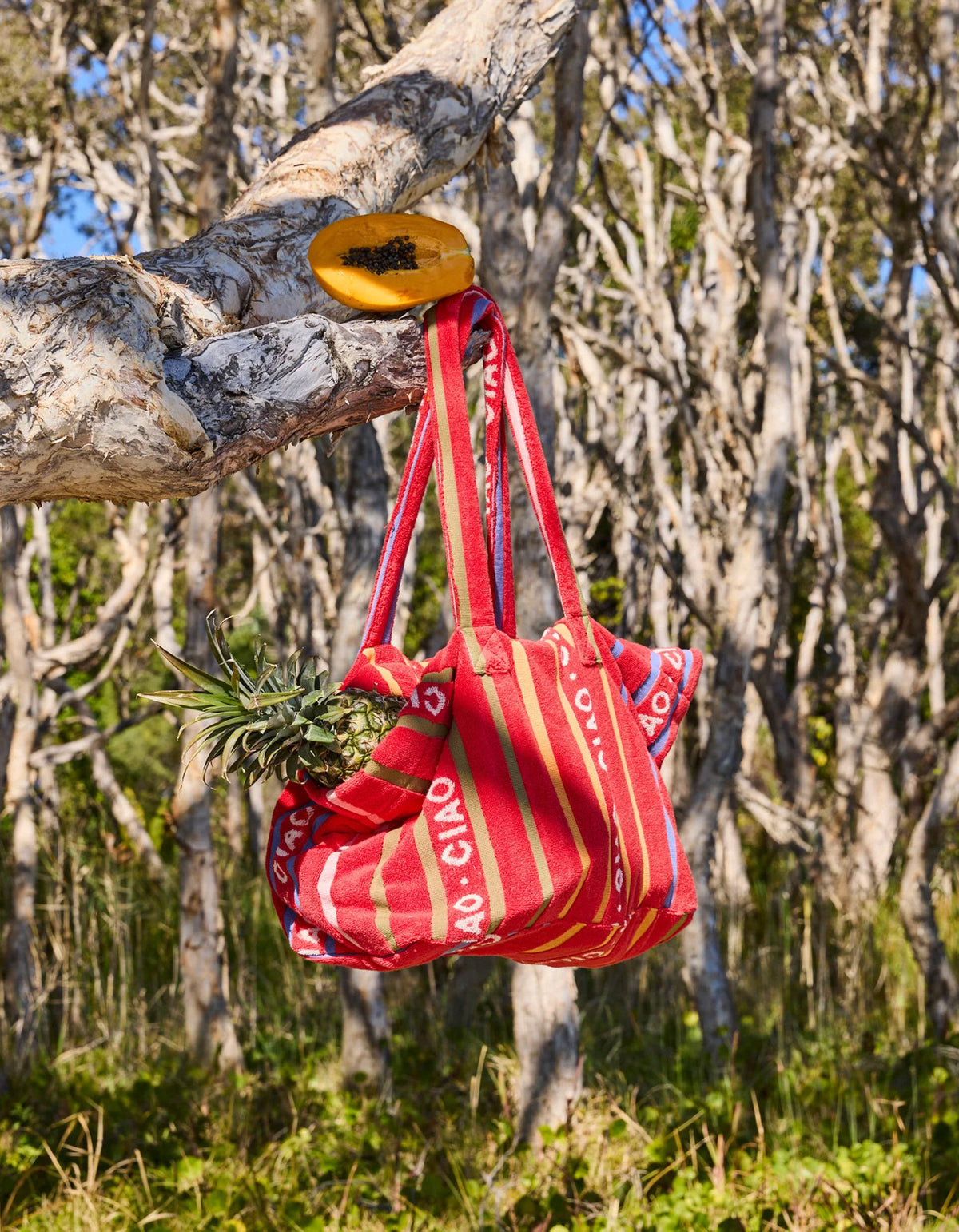 Ciao Stripe Terry Oversized Beach Bag