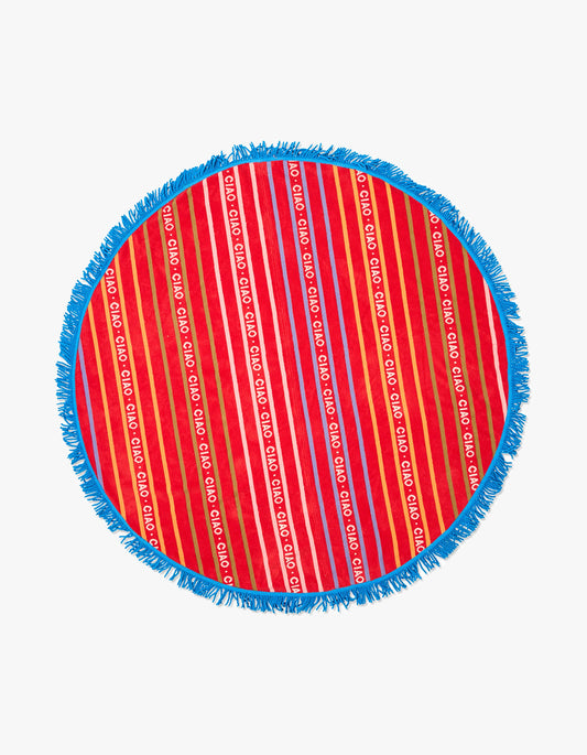 Ciao Stripe Terry Round Beach Towel