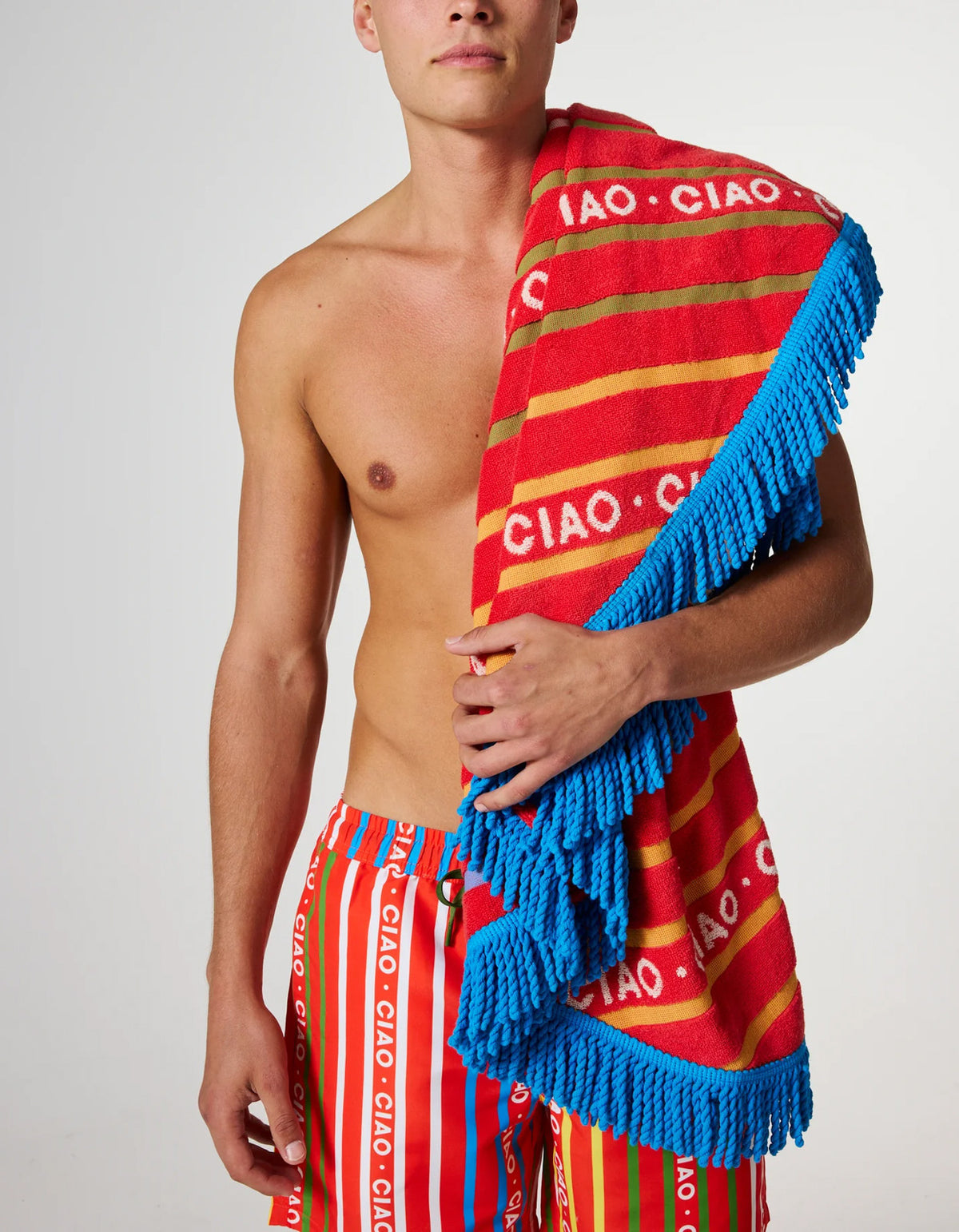 Ciao Stripe Terry Round Beach Towel