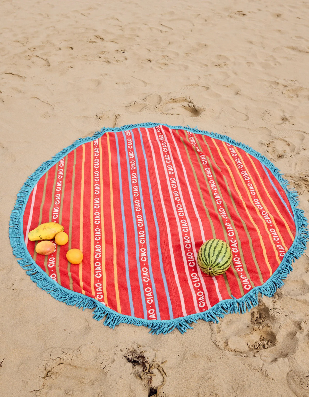 Ciao Stripe Terry Round Beach Towel
