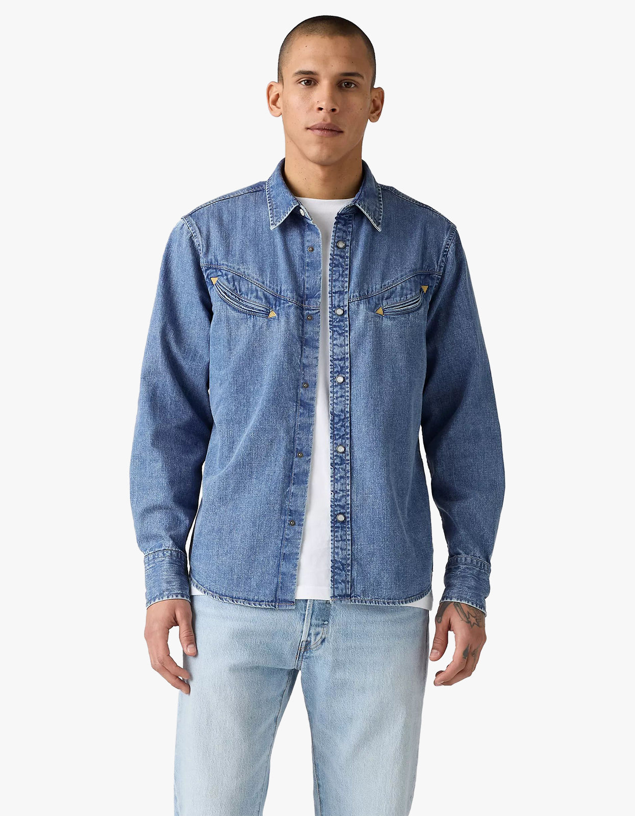 Smiley Western Shirt - Just A Smile Med Indigo