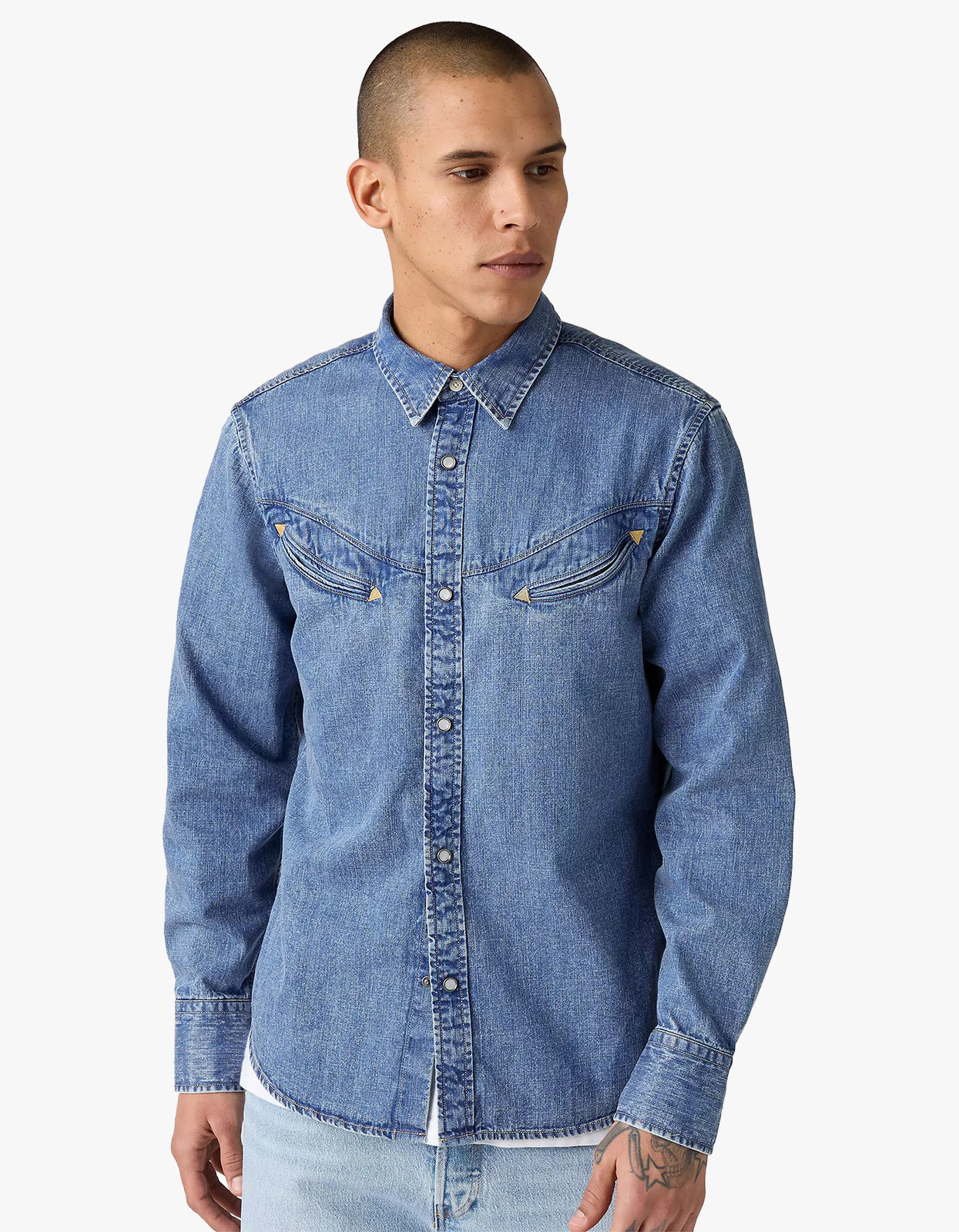 Smiley Western Shirt - Just A Smile Med Indigo