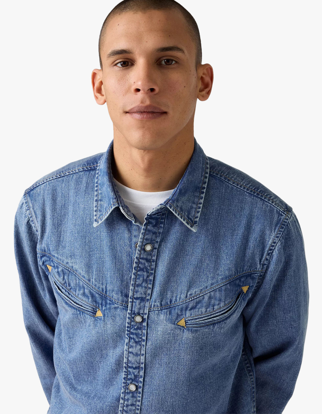 Smiley Western Shirt - Just A Smile Med Indigo