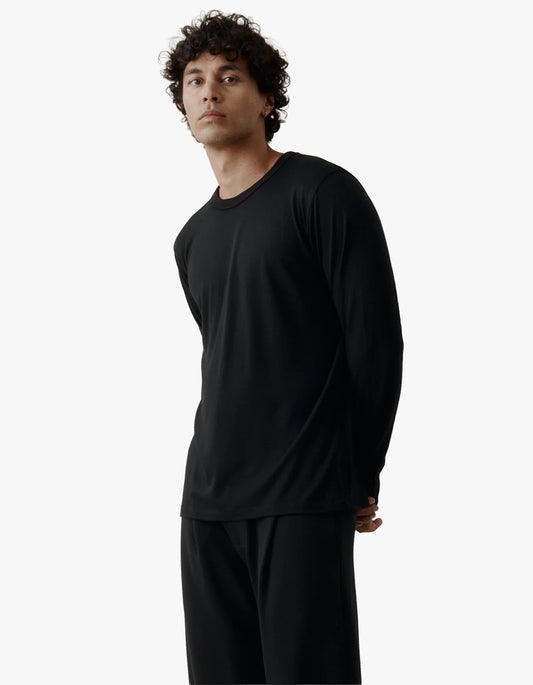 Mens Foundation Long Sleeve Merino Tee - Black