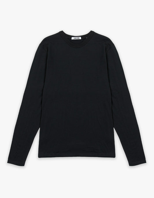 Mens Foundation Long Sleeve Merino Tee - Black