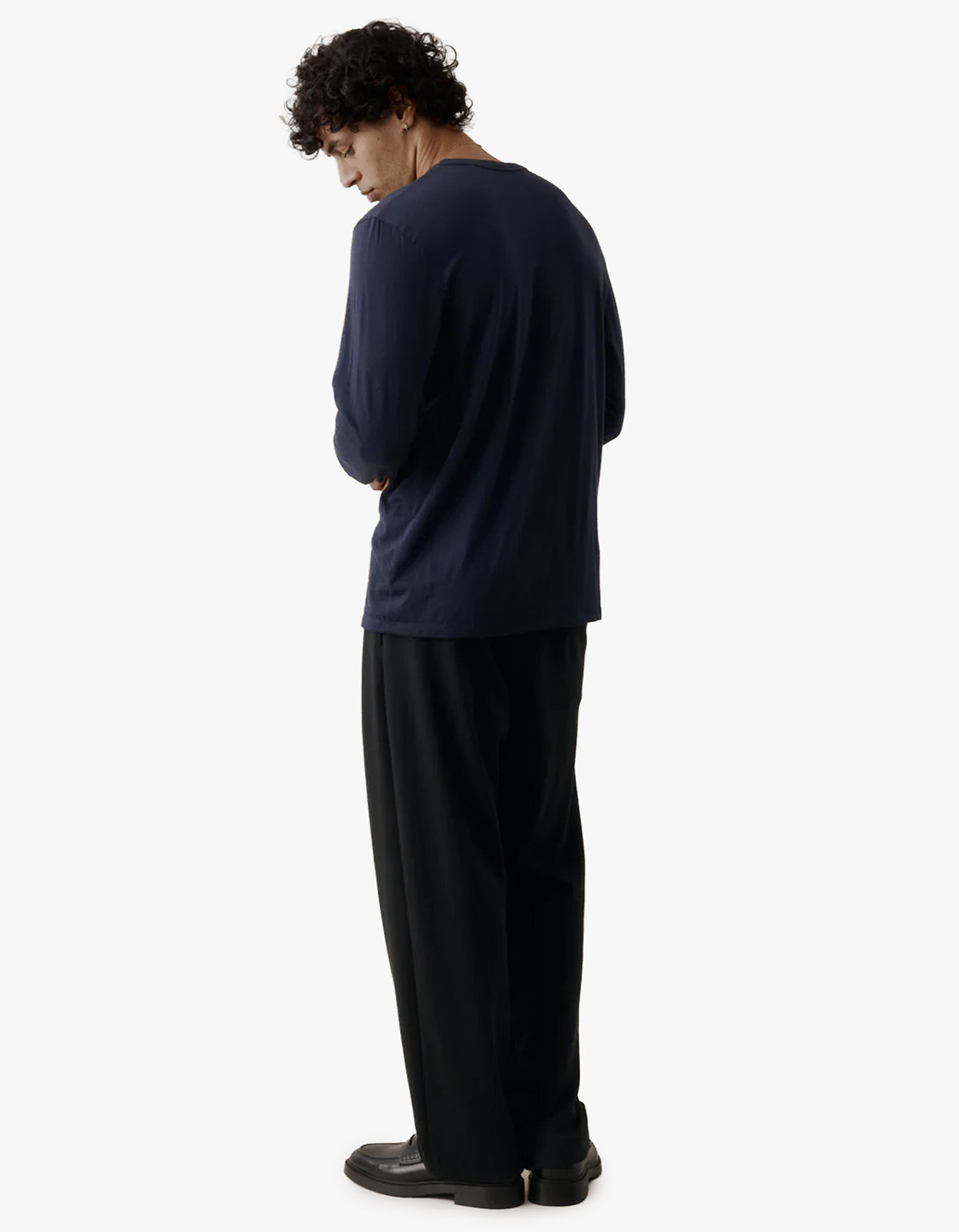 Mens Foundation Long Sleeve Merino Tee - Navy