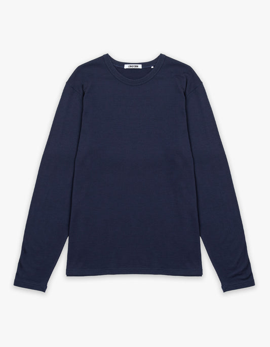 Mens Foundation Long Sleeve Merino Tee - Navy