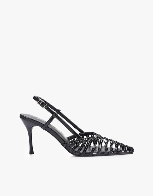 Myrtle Pump - Black Braided Leather