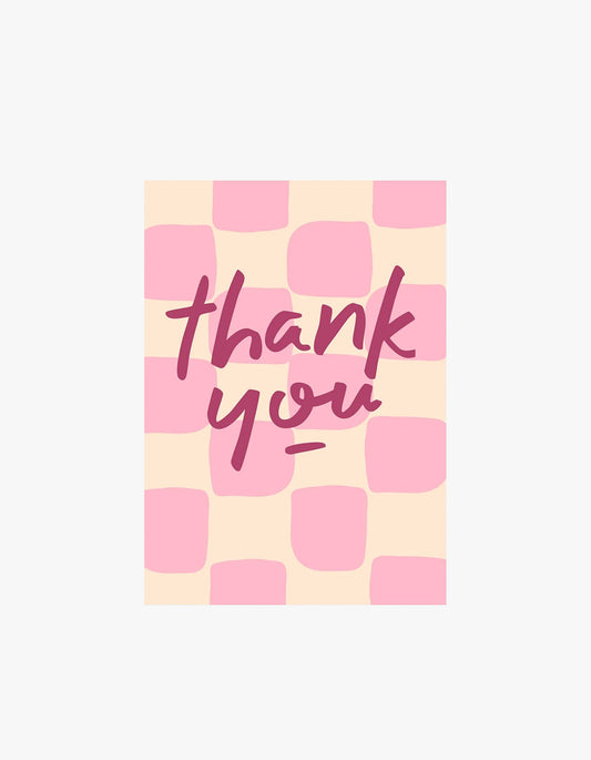 Check Thank You Card - Pink Check