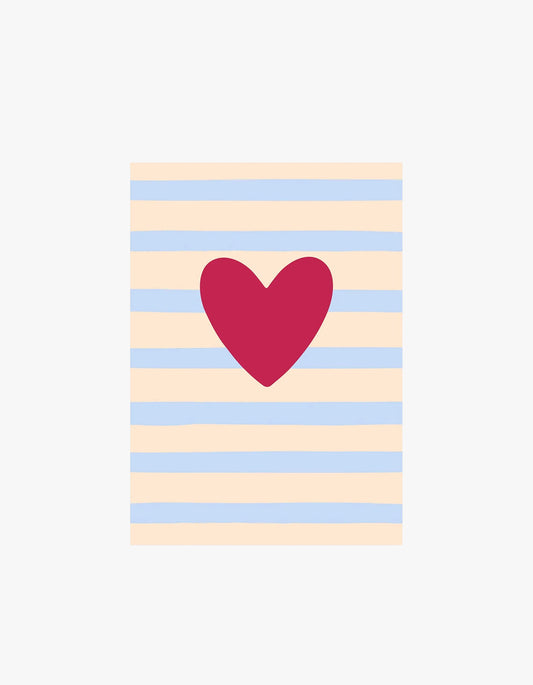 Cherry Heart Stripe Card - Cherry