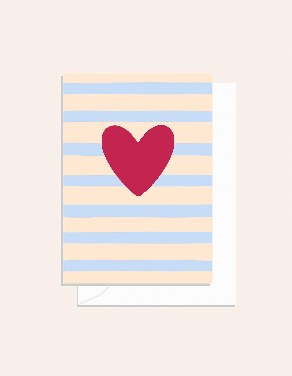Cherry Heart Stripe Card - Cherry