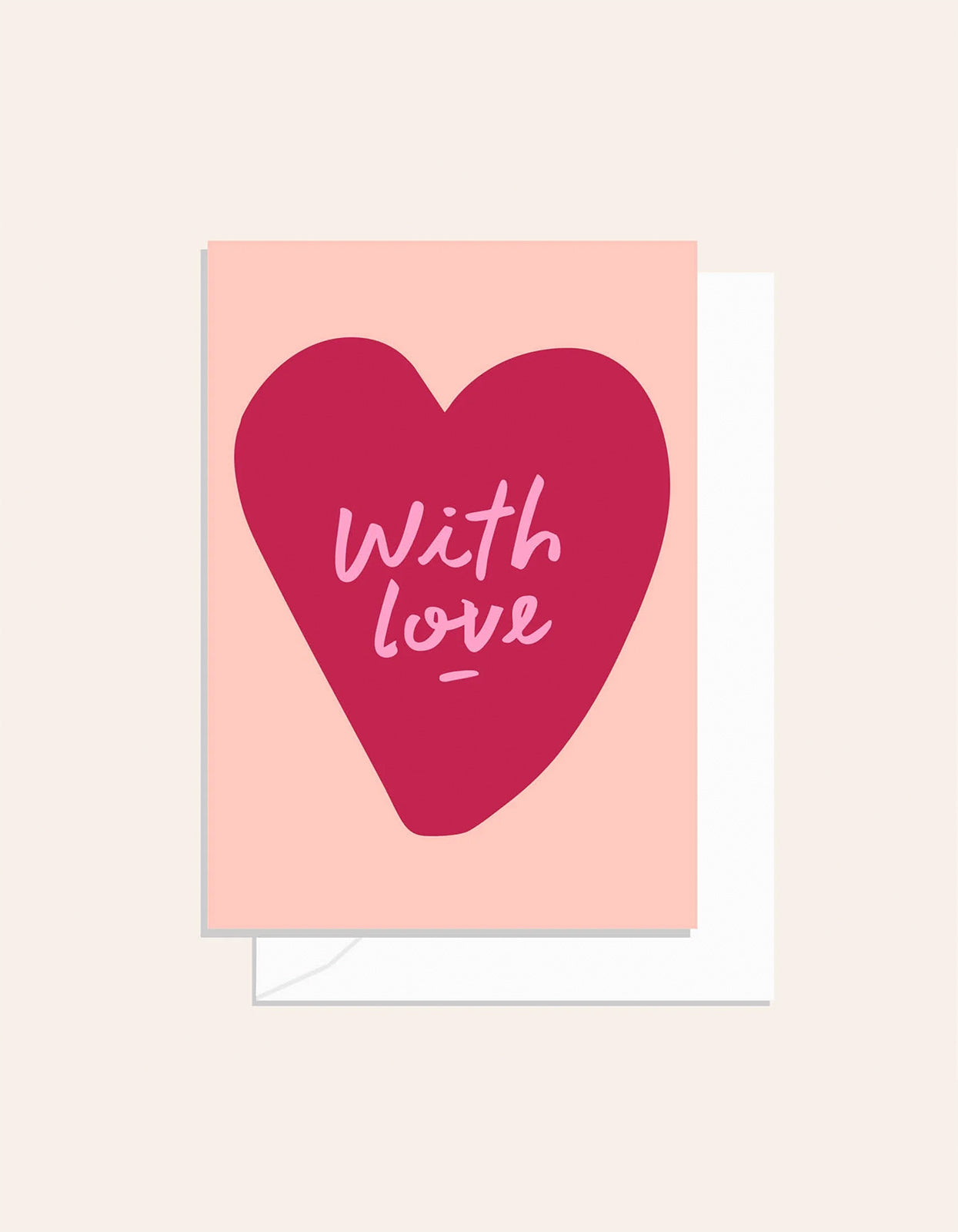 With Love Heart Card - Cherry