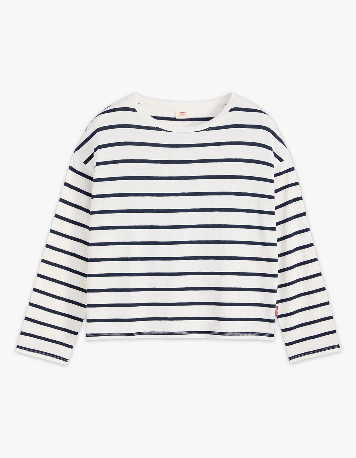 Julie Slub Long Sleeve - Saint Stripe Egret Navy Blazer