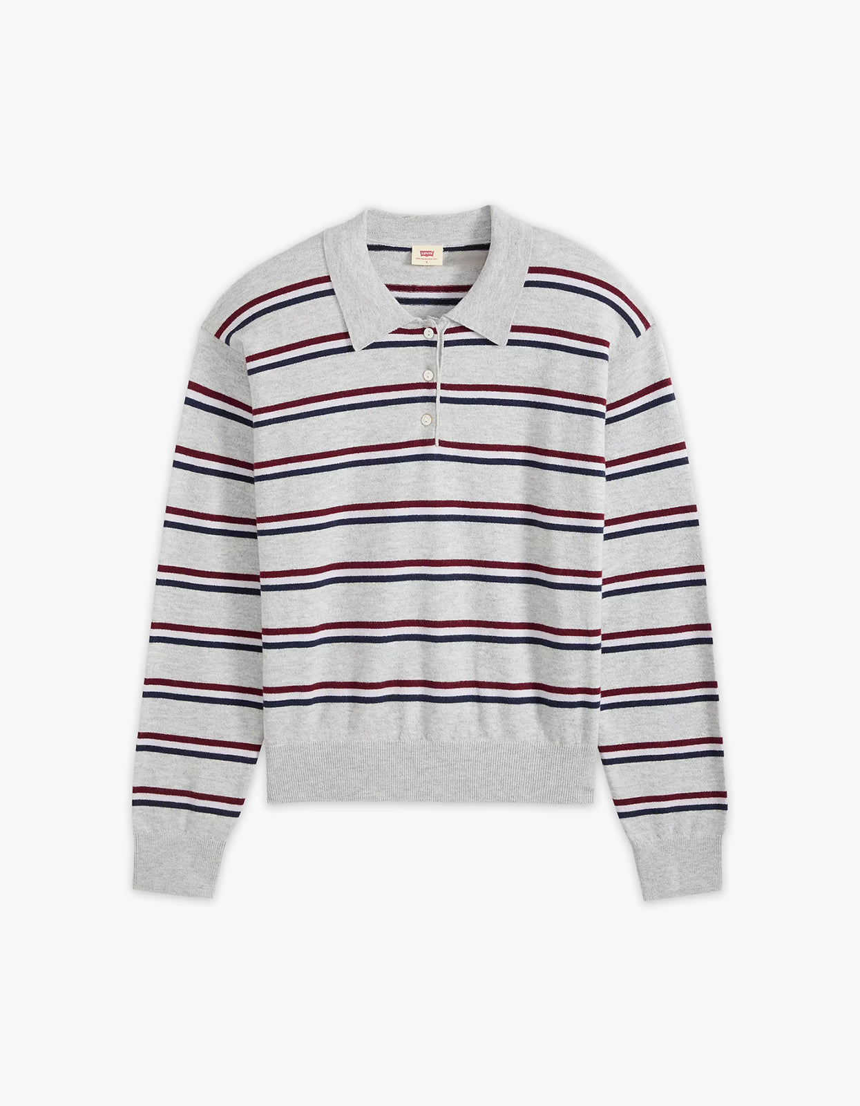 Super Soft L/S Polo - Jade Stripe Light Grey Heather