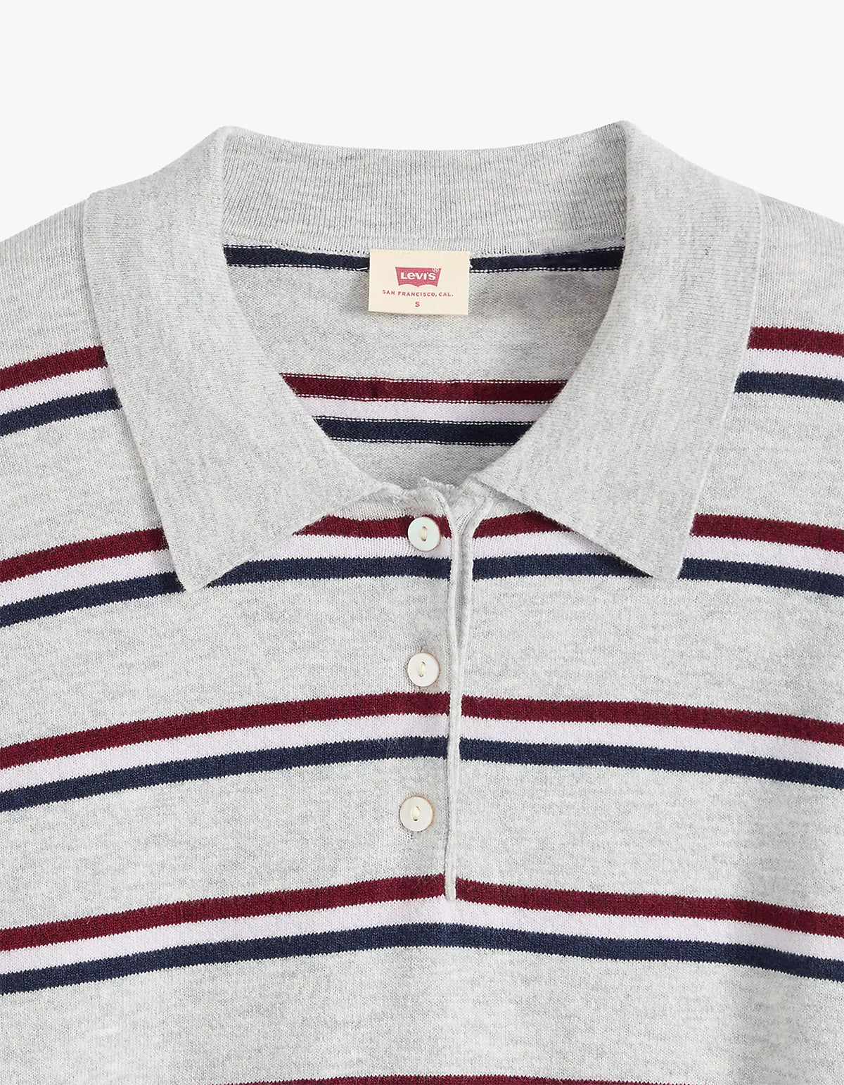Super Soft L/S Polo - Jade Stripe Light Grey Heather