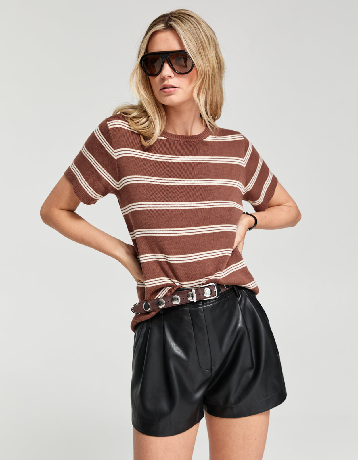 Lola Knit Tee - Chocolate Stripe