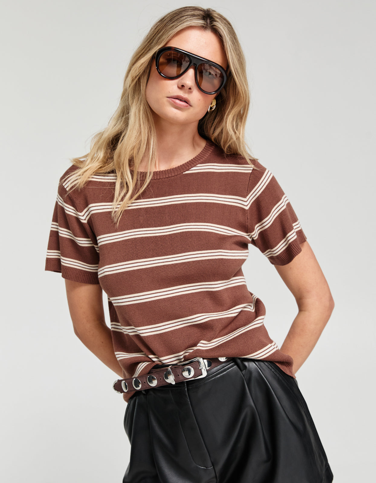 Lola Knit Tee - Chocolate Stripe