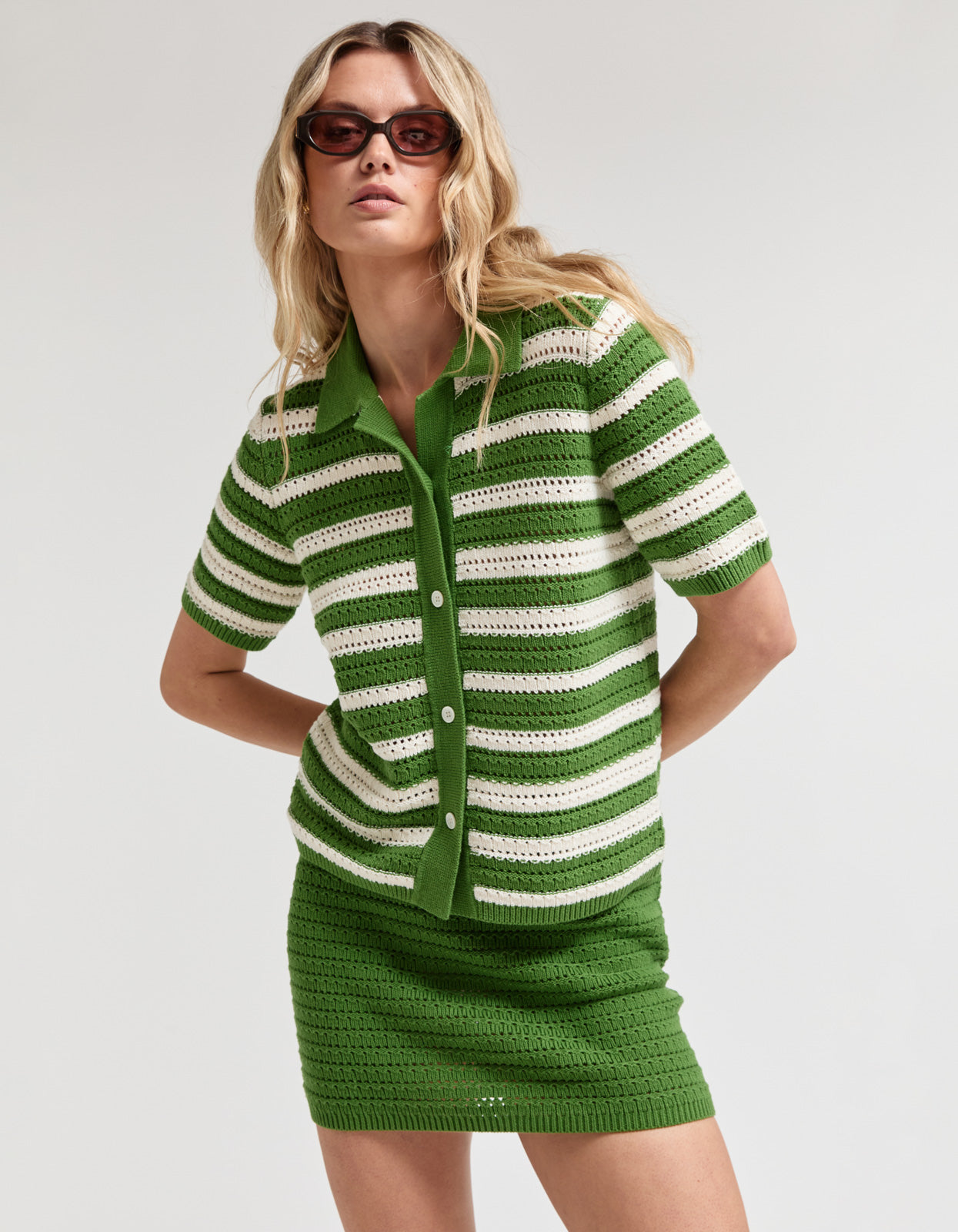 Luca Knit Shirt - Green/Ivory