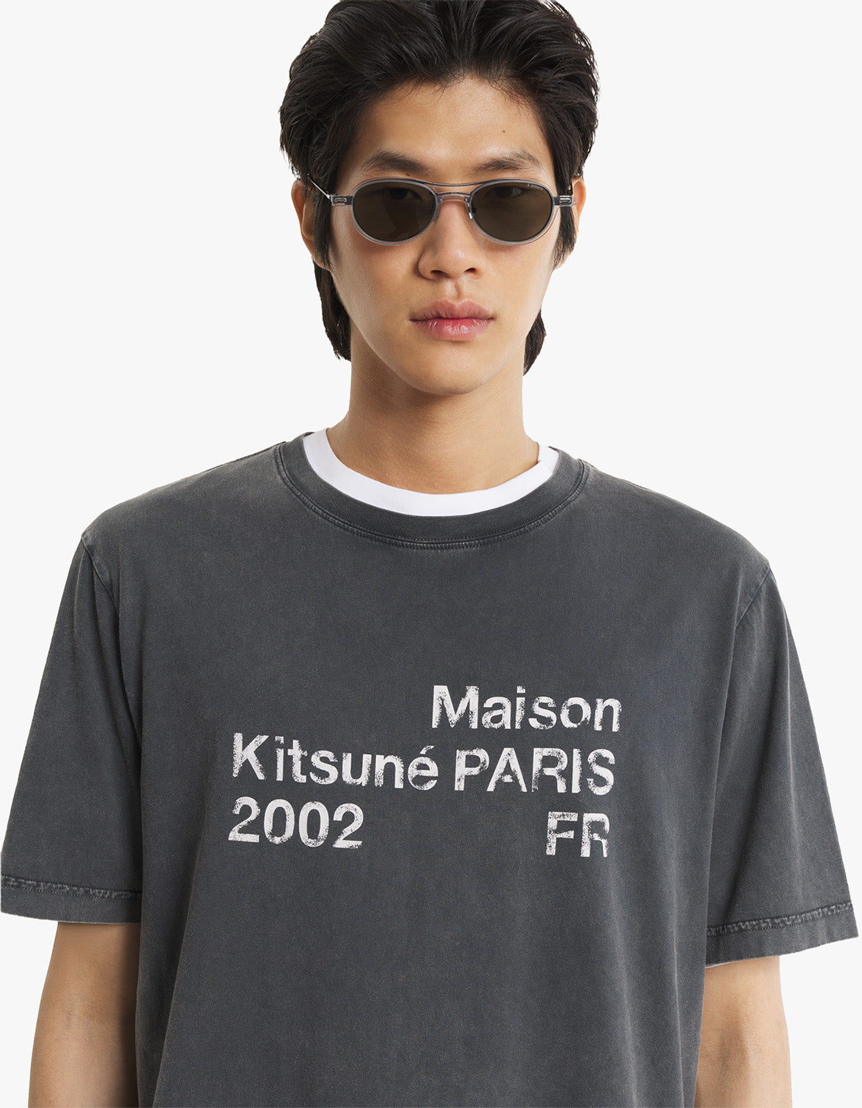 Maison Kitsune - 2002 Faded Comfort Tee Shirt - Black Faded