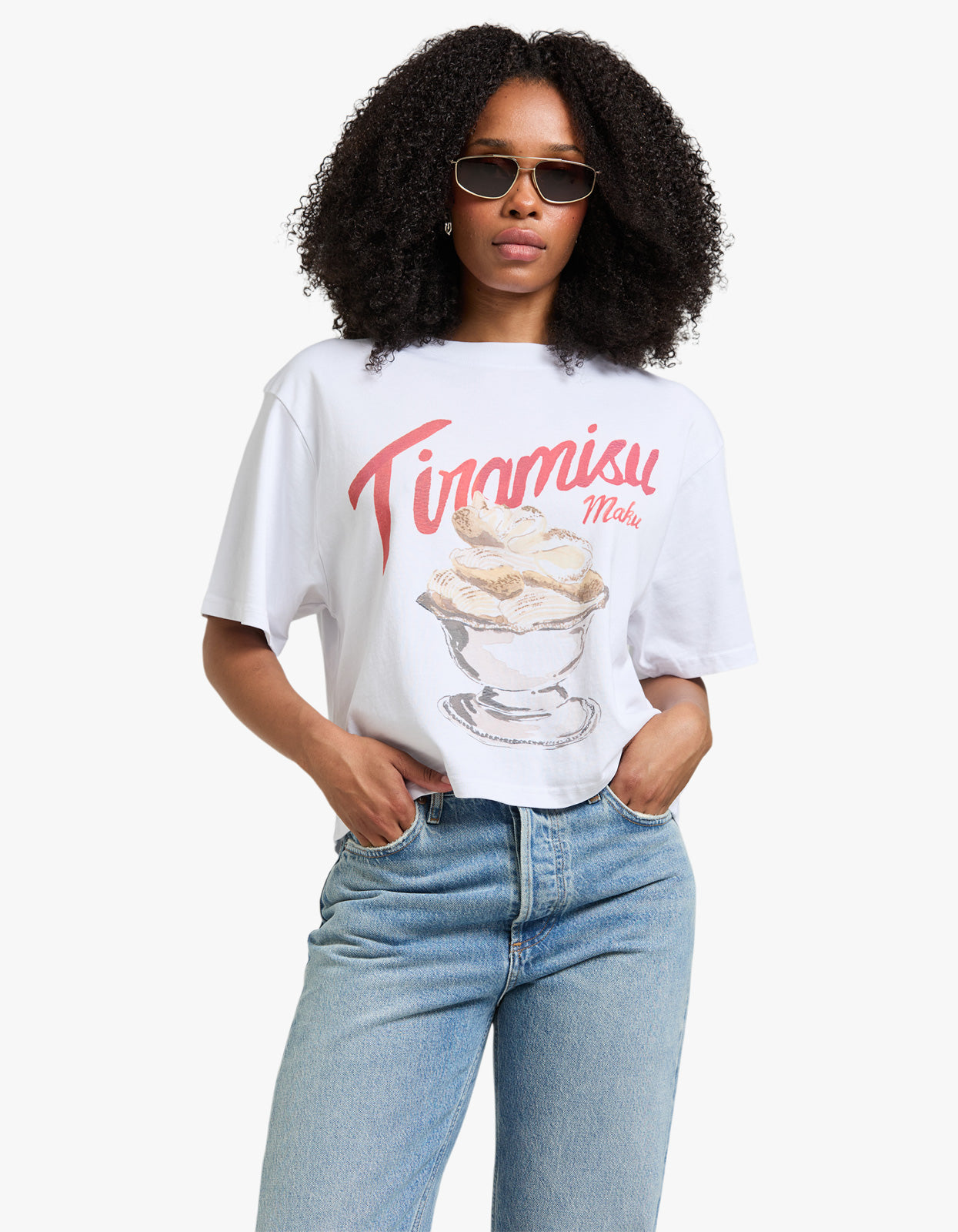 Tiramisu Boxy Crop Tee - White