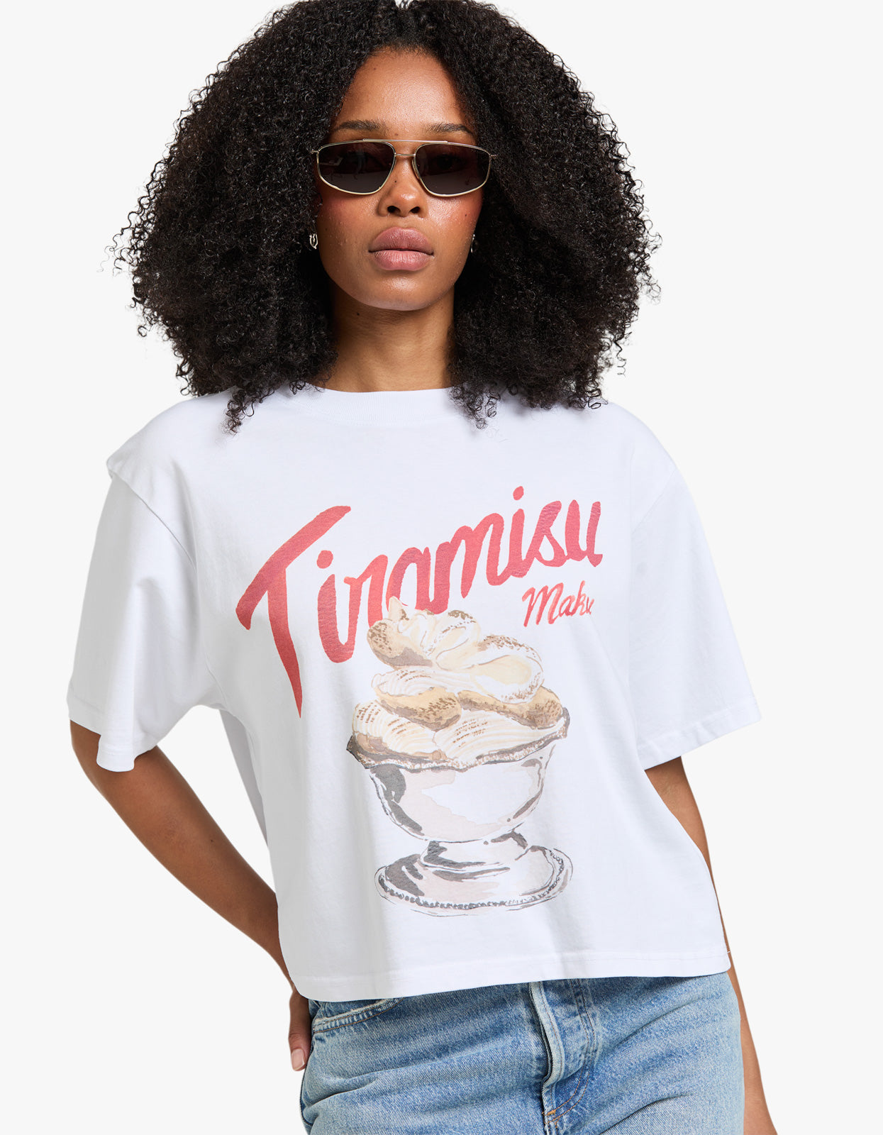 Tiramisu Boxy Crop Tee - White