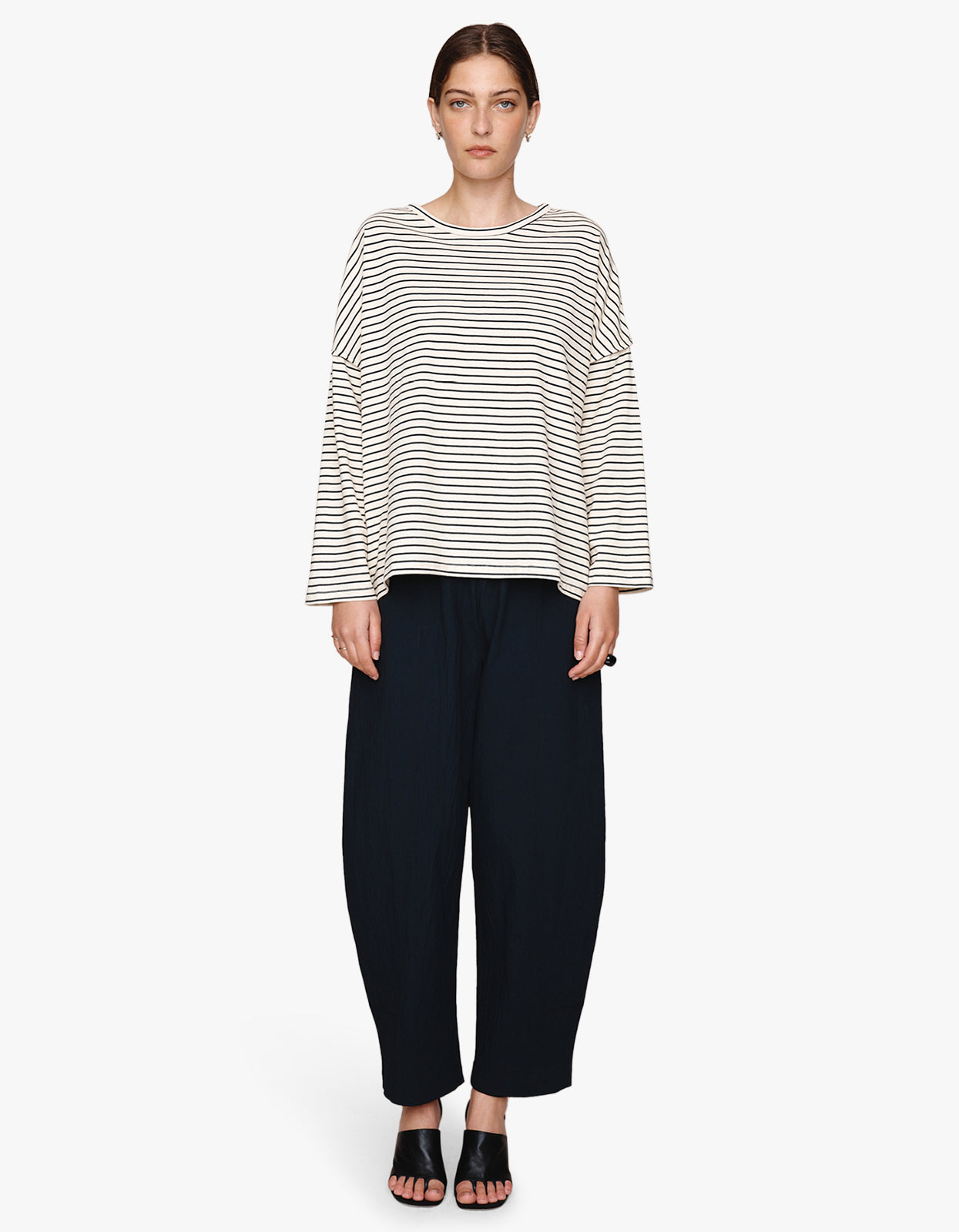 Yelena Tee - Ivory/ Black Stripe