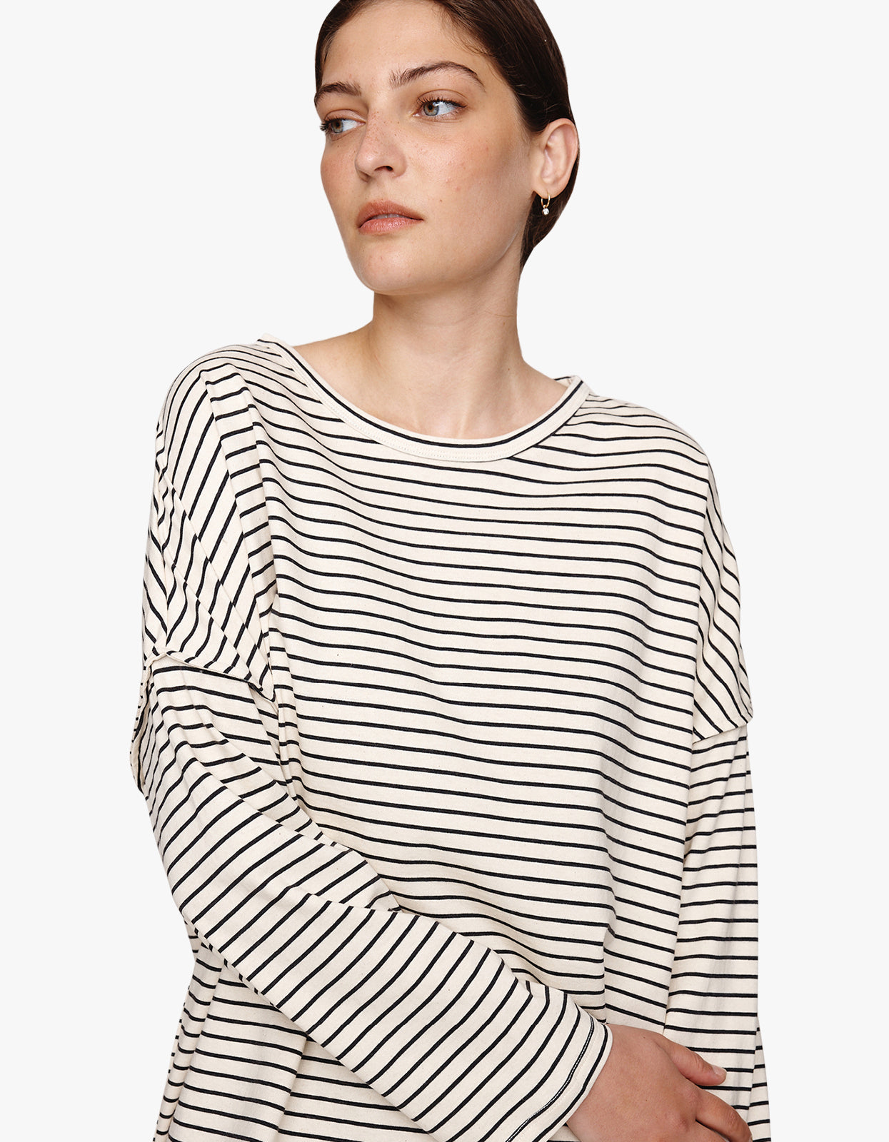 Yelena Tee - Ivory/ Black Stripe