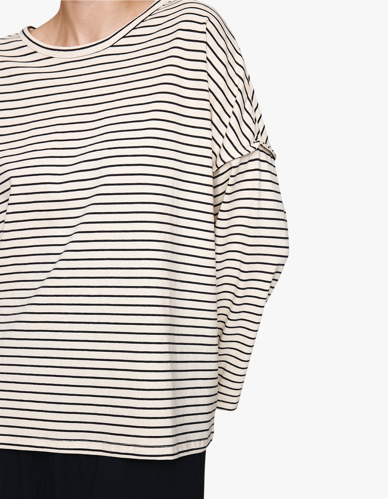 Yelena Tee - Ivory/ Black Stripe