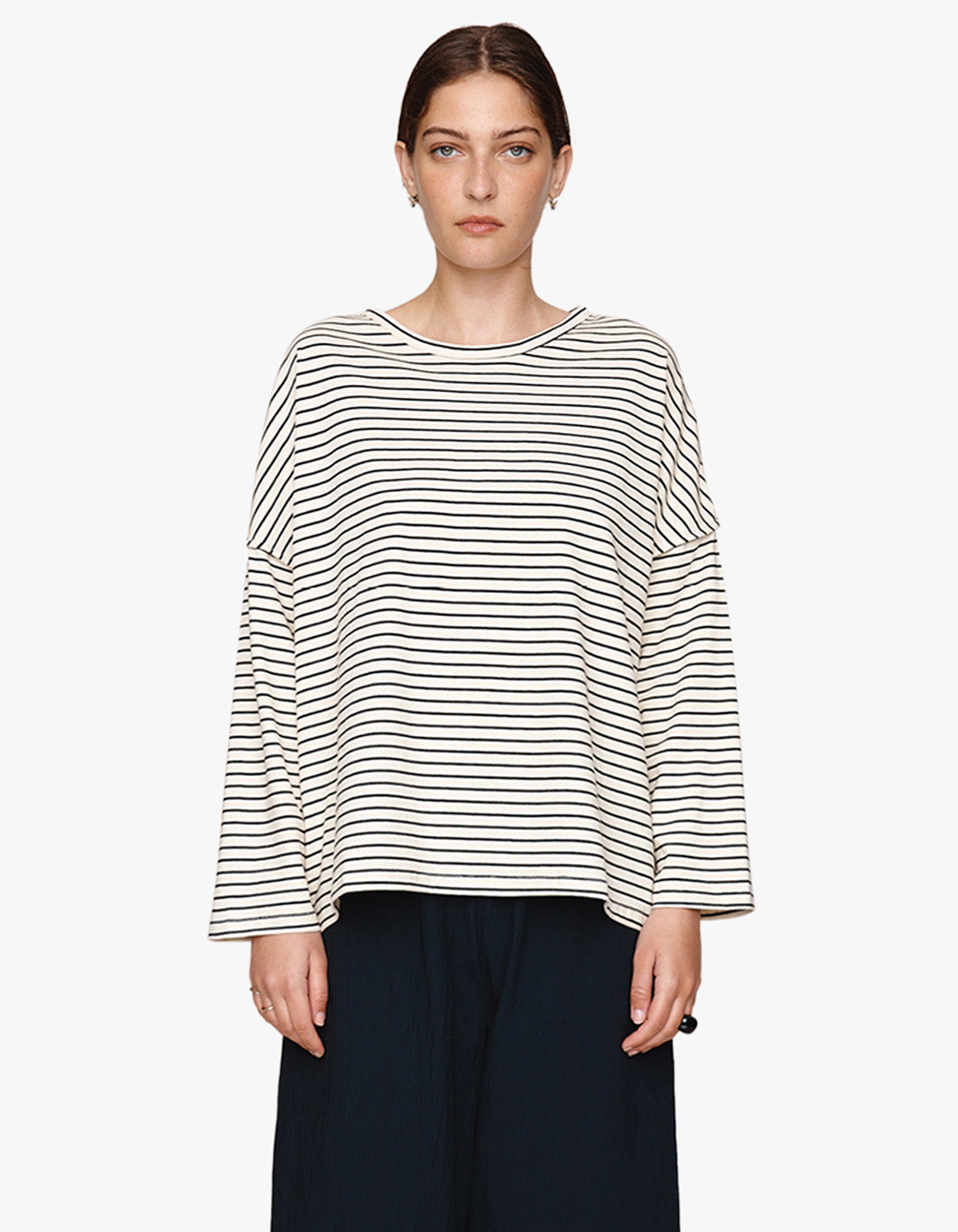 Yelena Tee - Ivory/ Black Stripe