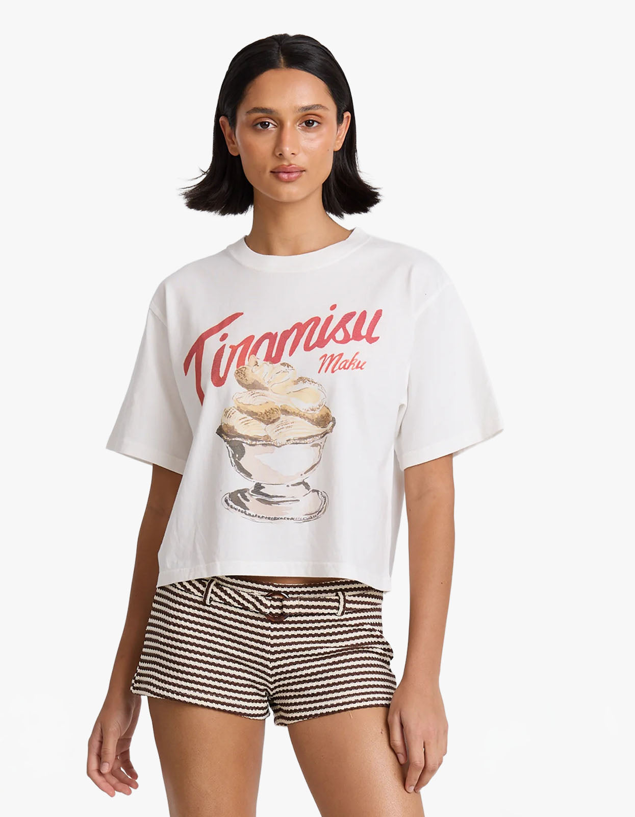 Tiramisu Boxy Crop Tee - White