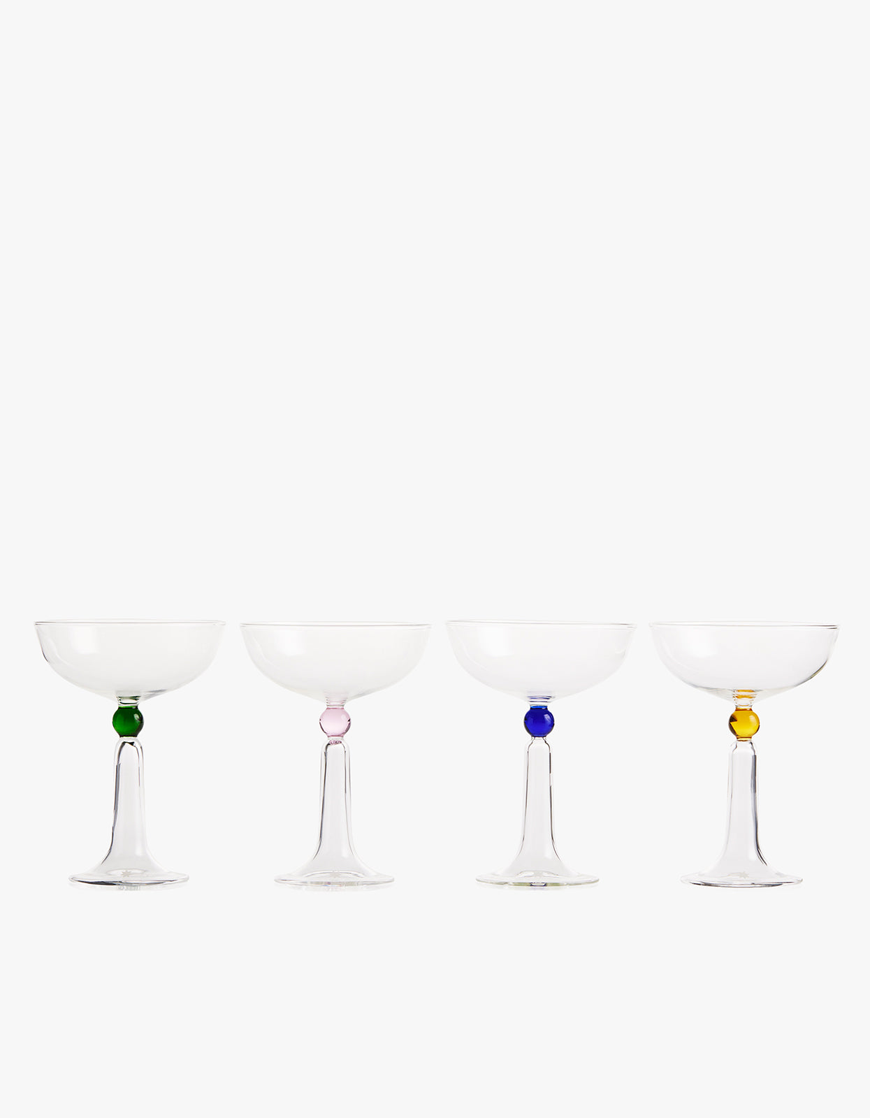 4 Tassel Champagne Coupes - Clear/ Multi