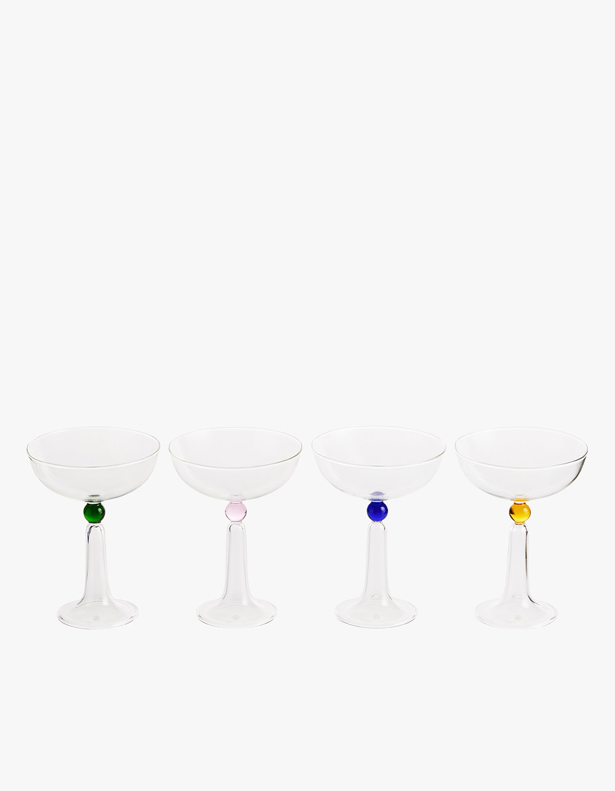 4 Tassel Champagne Coupes - Clear/ Multi