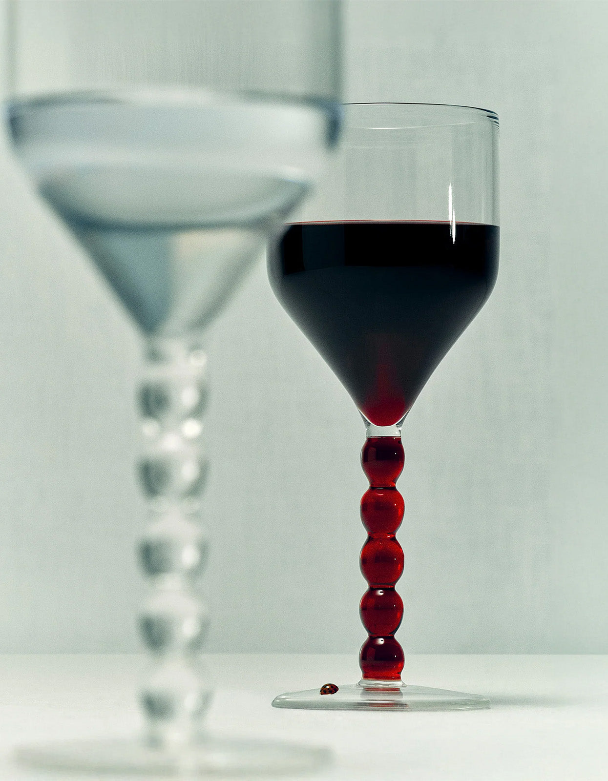 Perle Wine Glasses - Clear/Rouge