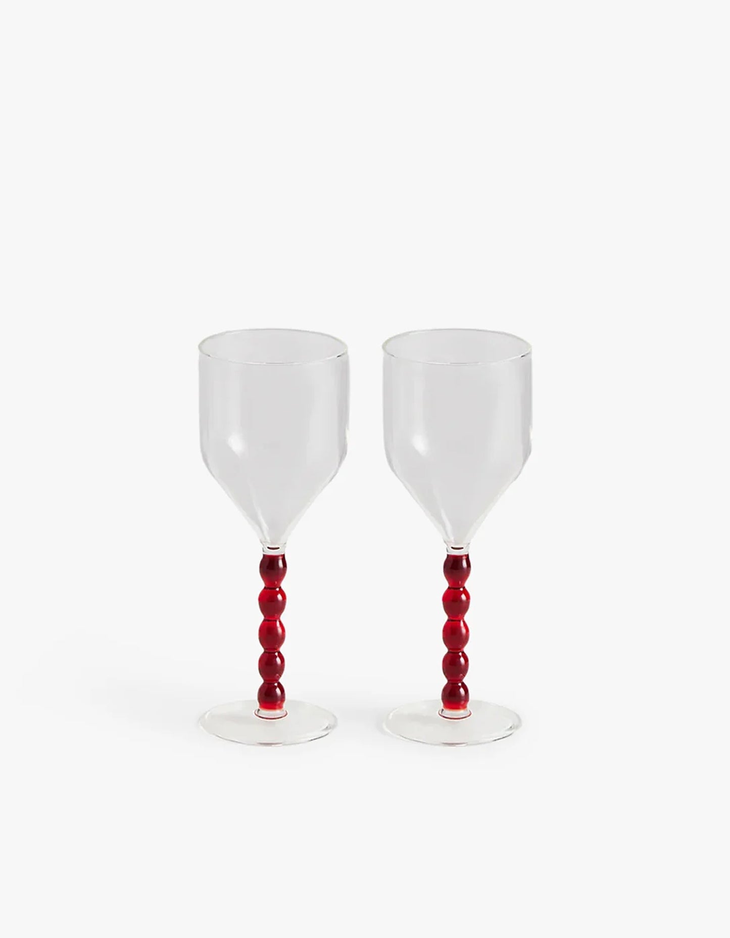Perle Wine Glasses - Clear/Rouge