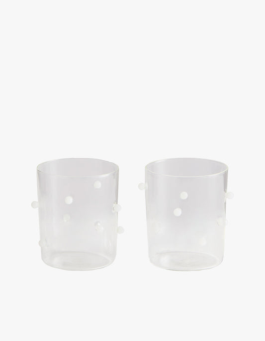 2 Medium Pomponette Gobelets - Clear / Opaque White