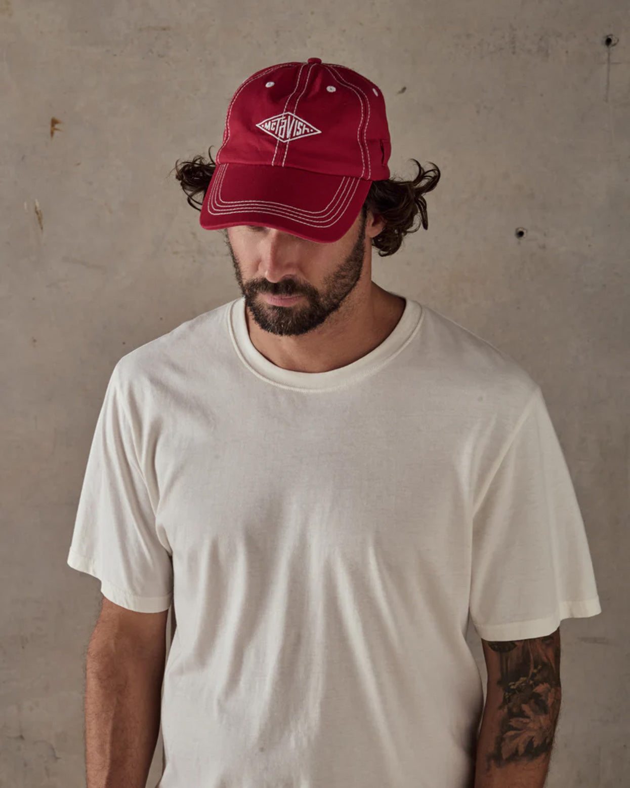 Stitched Diamond Cap - Red