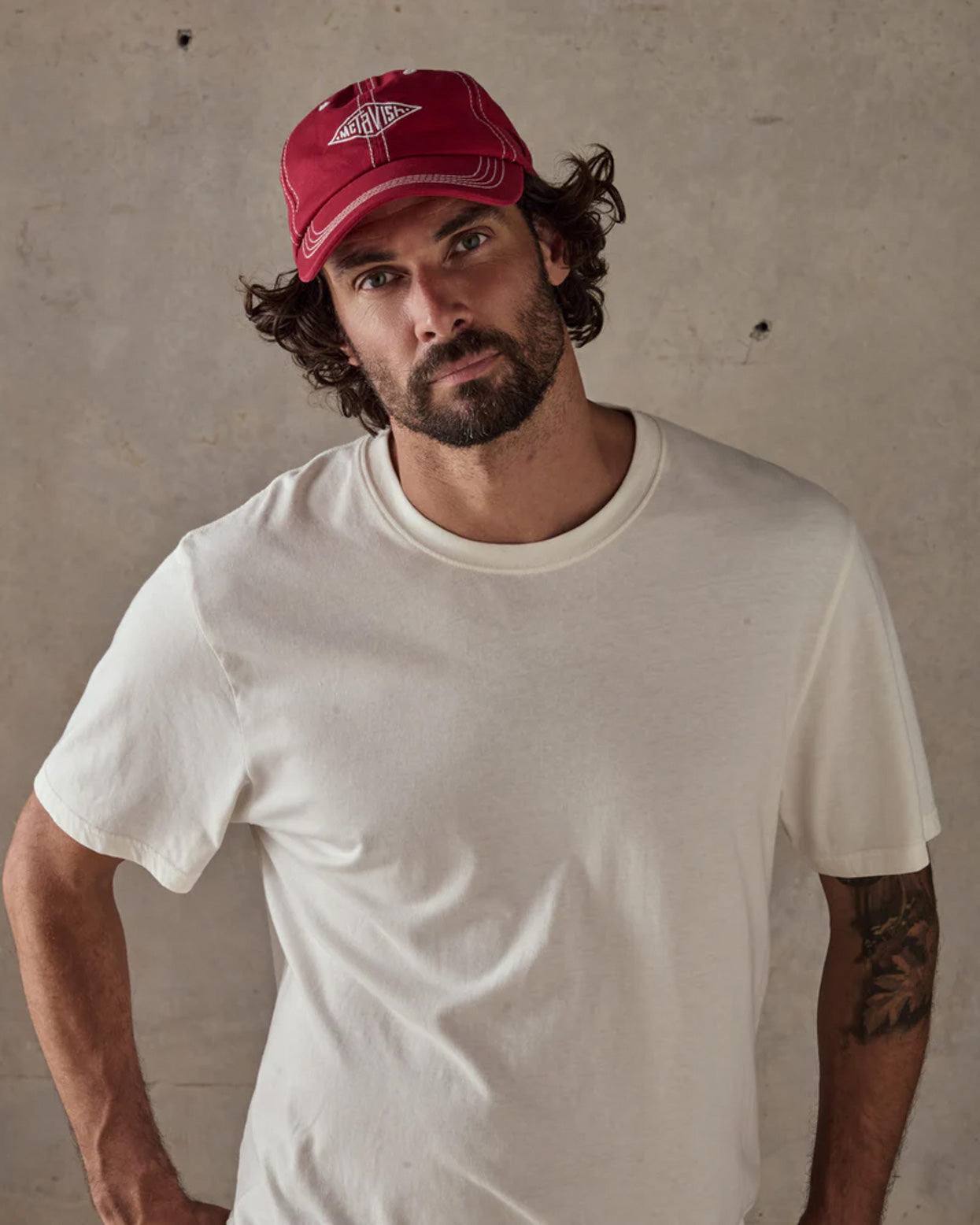 Stitched Diamond Cap - Red