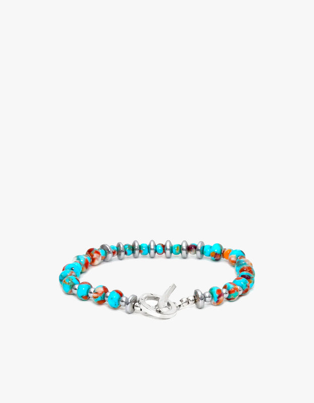 Superette  Heishi Tube Bracelet - Ivory Jasper/Turquoise/Silver