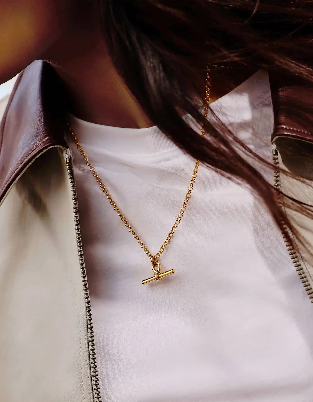Chunky T-Bar Chain Necklace - Gold