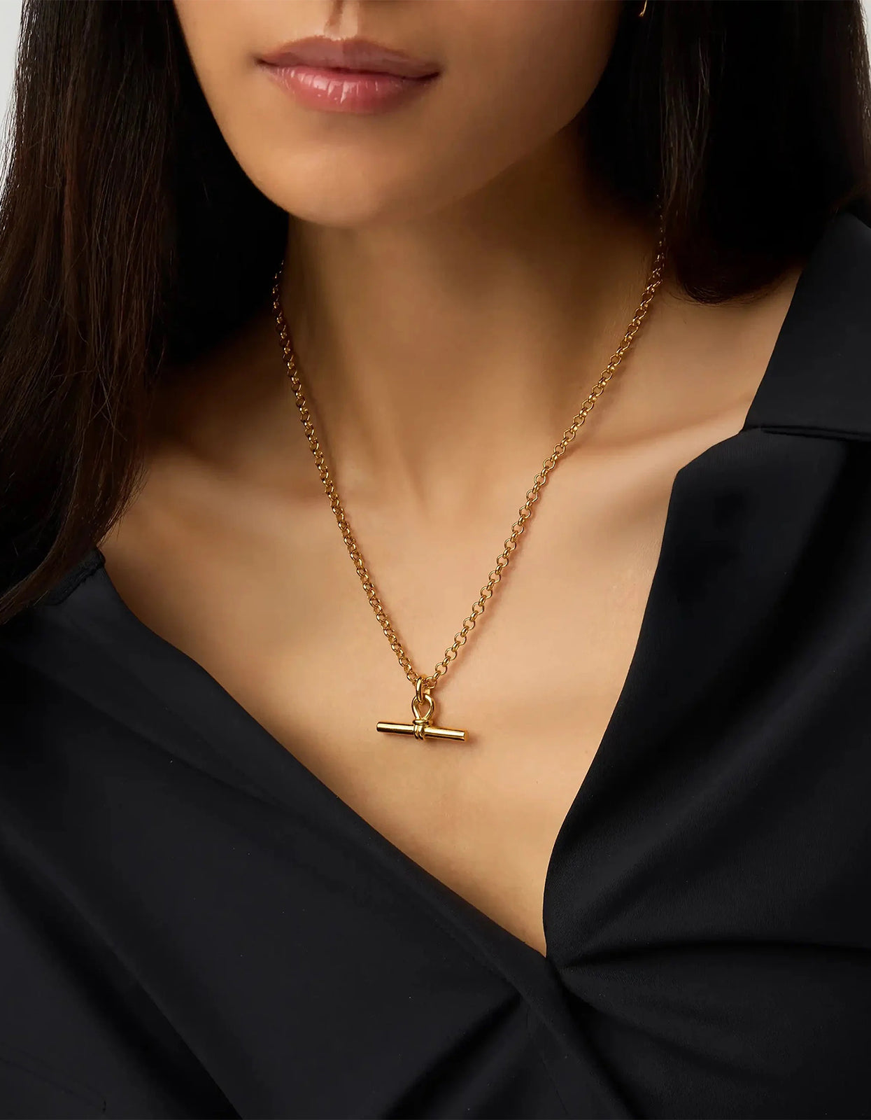 Chunky T-Bar Chain Necklace - Gold