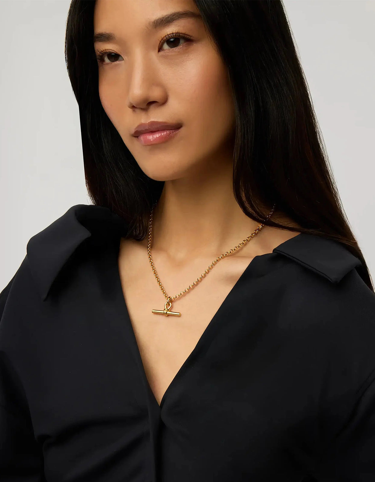 Chunky T-Bar Chain Necklace - Gold