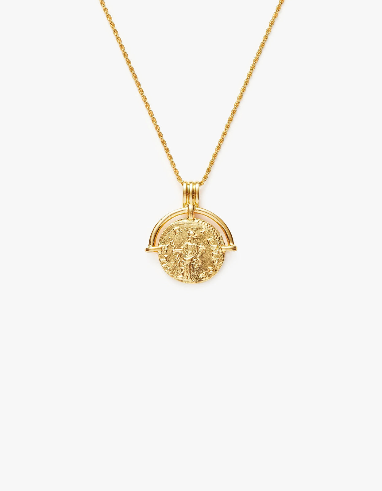 Lucy Williams Medium Engravable Roman Arc Coin Necklace - Gold