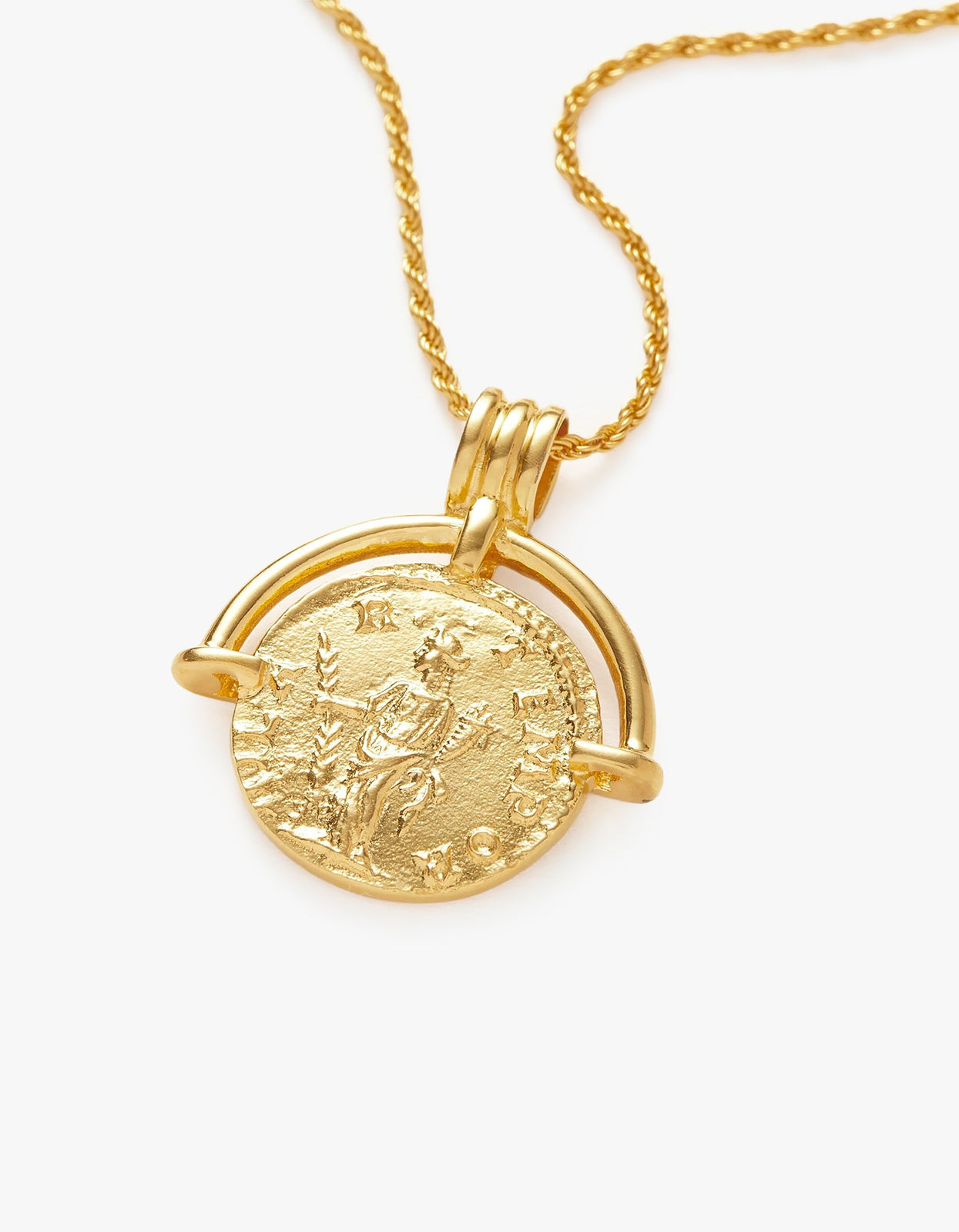 Lucy Williams Medium Engravable Roman Arc Coin Necklace - Gold