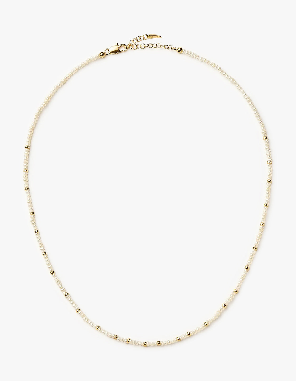 Micro Pearl Beaded Necklace - Gold