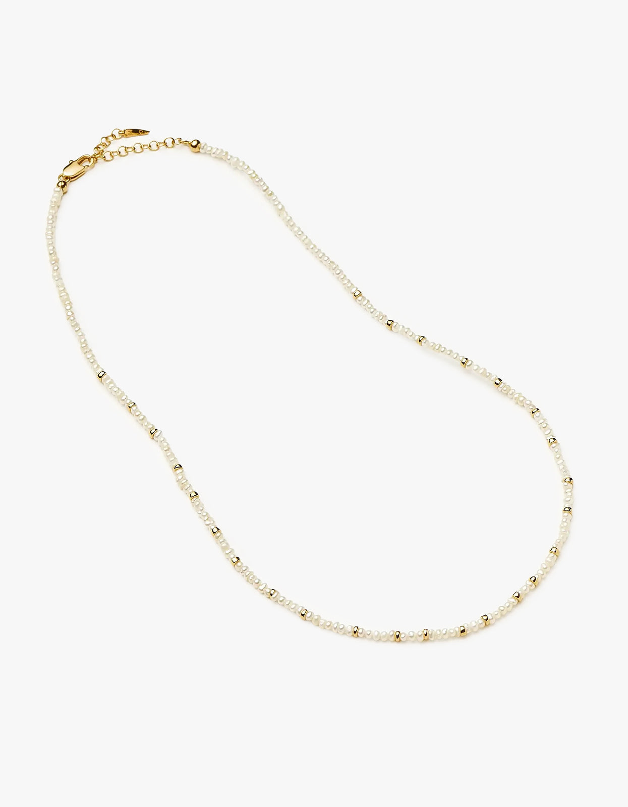 Micro Pearl Beaded Necklace - Gold