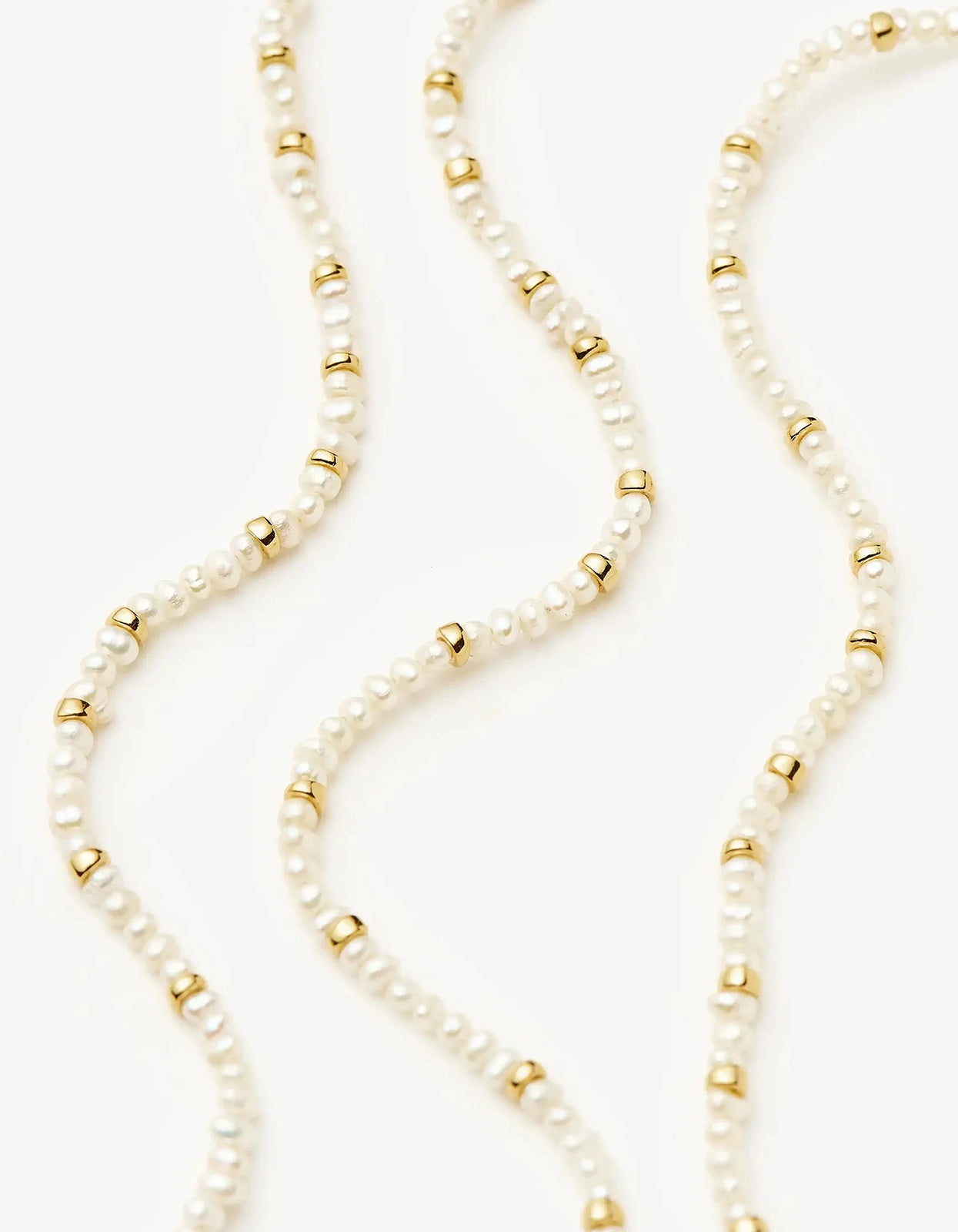 Micro Pearl Beaded Necklace - Gold
