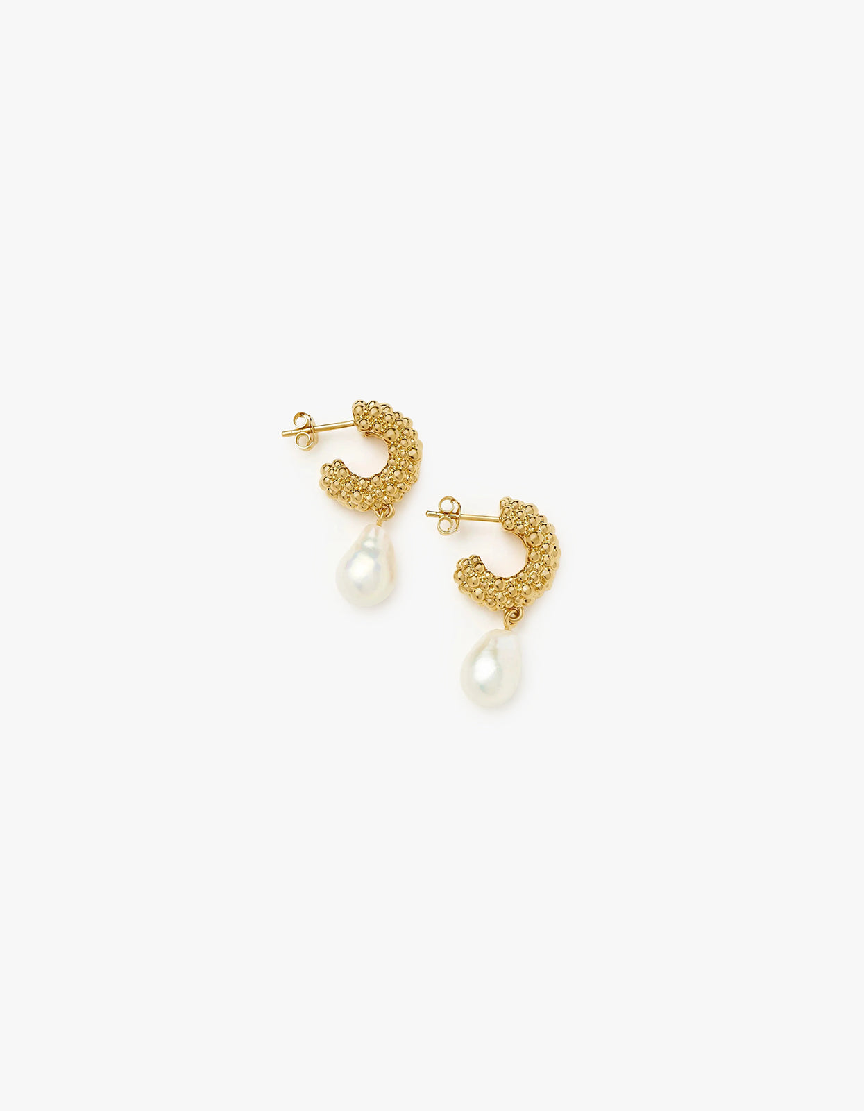 Pearl Baya Hoop Drop Earrings - Gold