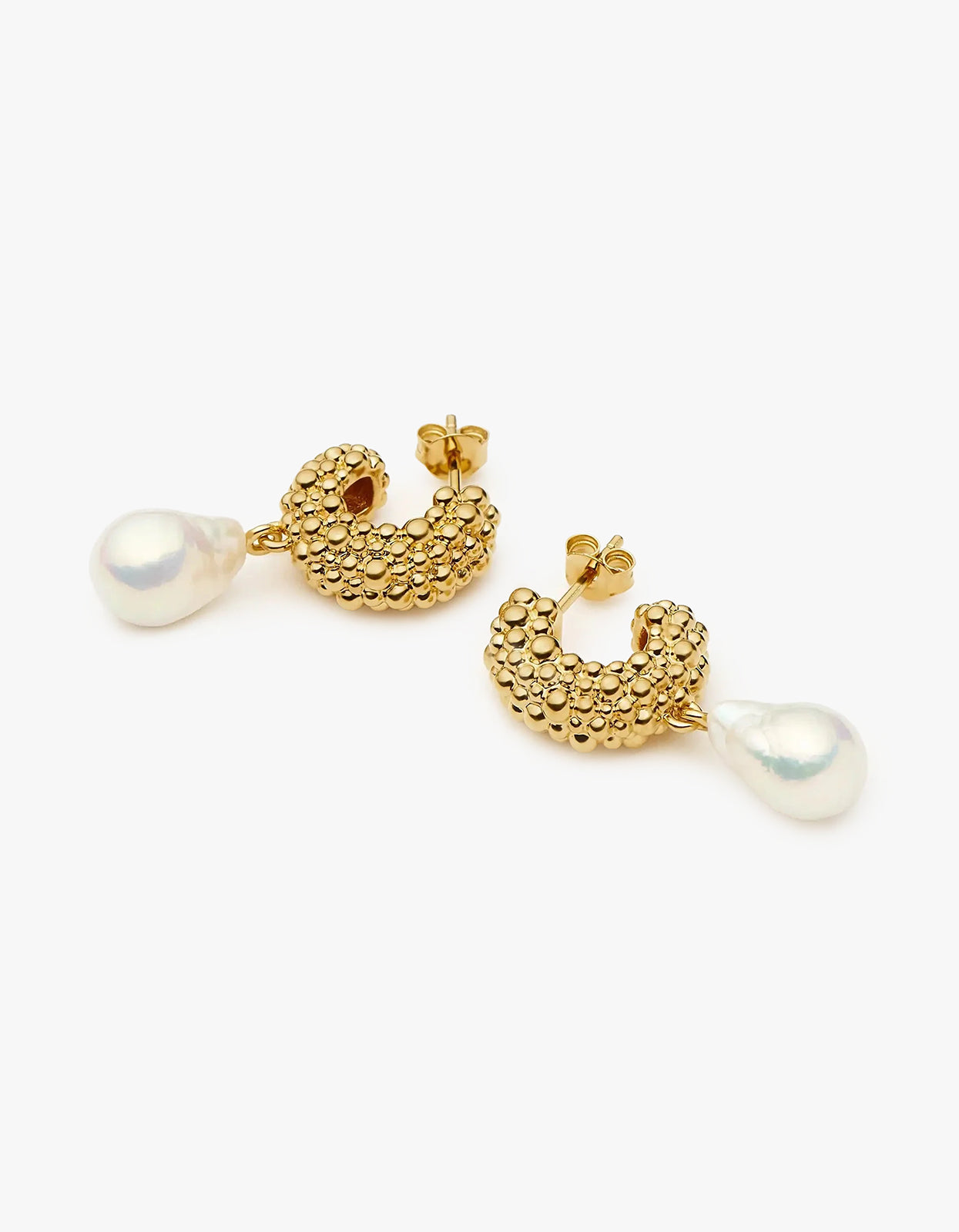 Pearl Baya Hoop Drop Earrings - Gold