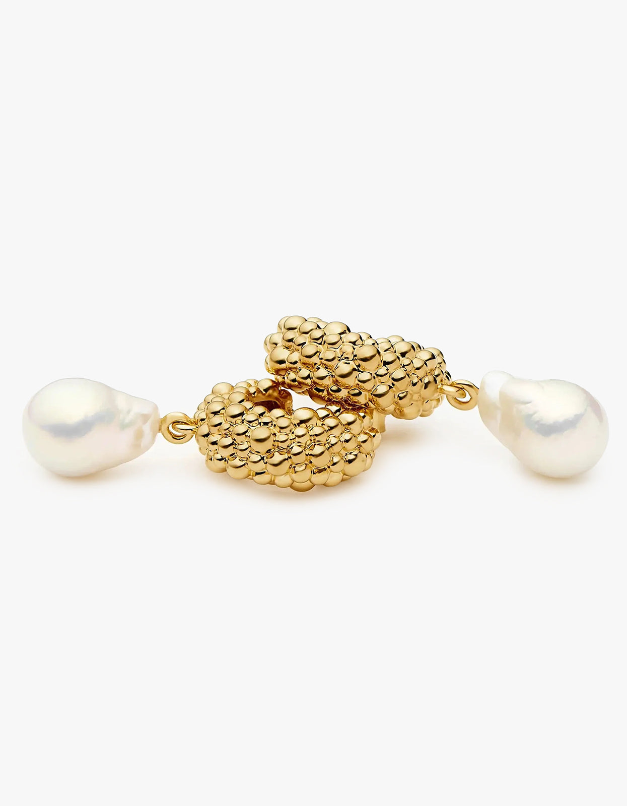 Pearl Baya Hoop Drop Earrings - Gold
