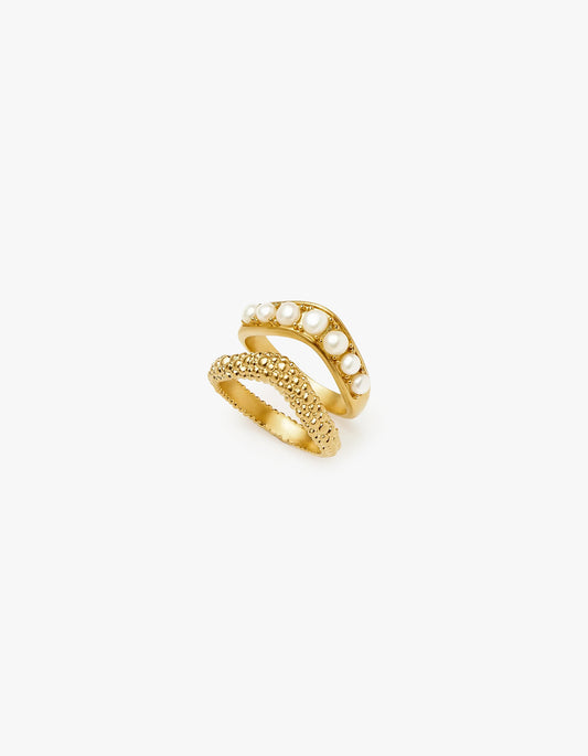 Pearl Baya Stacking Ring Set - Gold